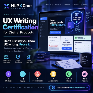 NLPXCore UX Writing Certification for Digital Products course banner